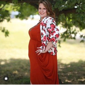 Copper V-neck Drape dress